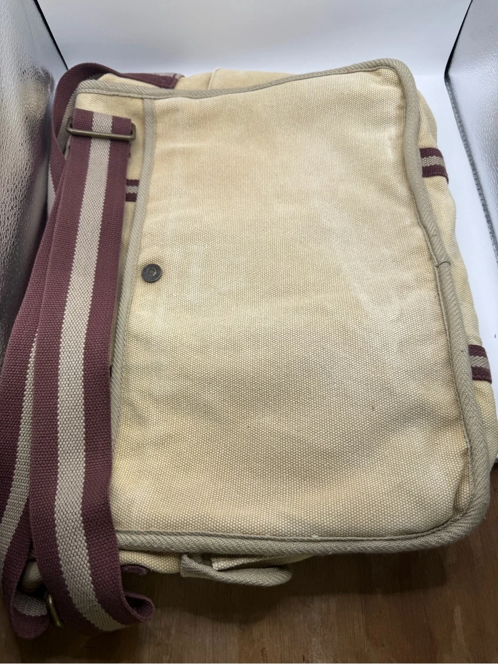 Vintage Gap Canvas Messenger Bag Cream Crossbody Laptop Book Bag